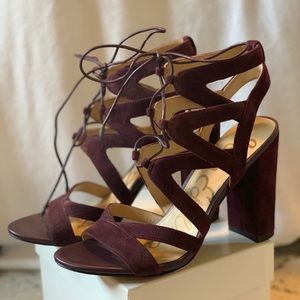 Burgundy Suede Sam Edelman Lace up Heels